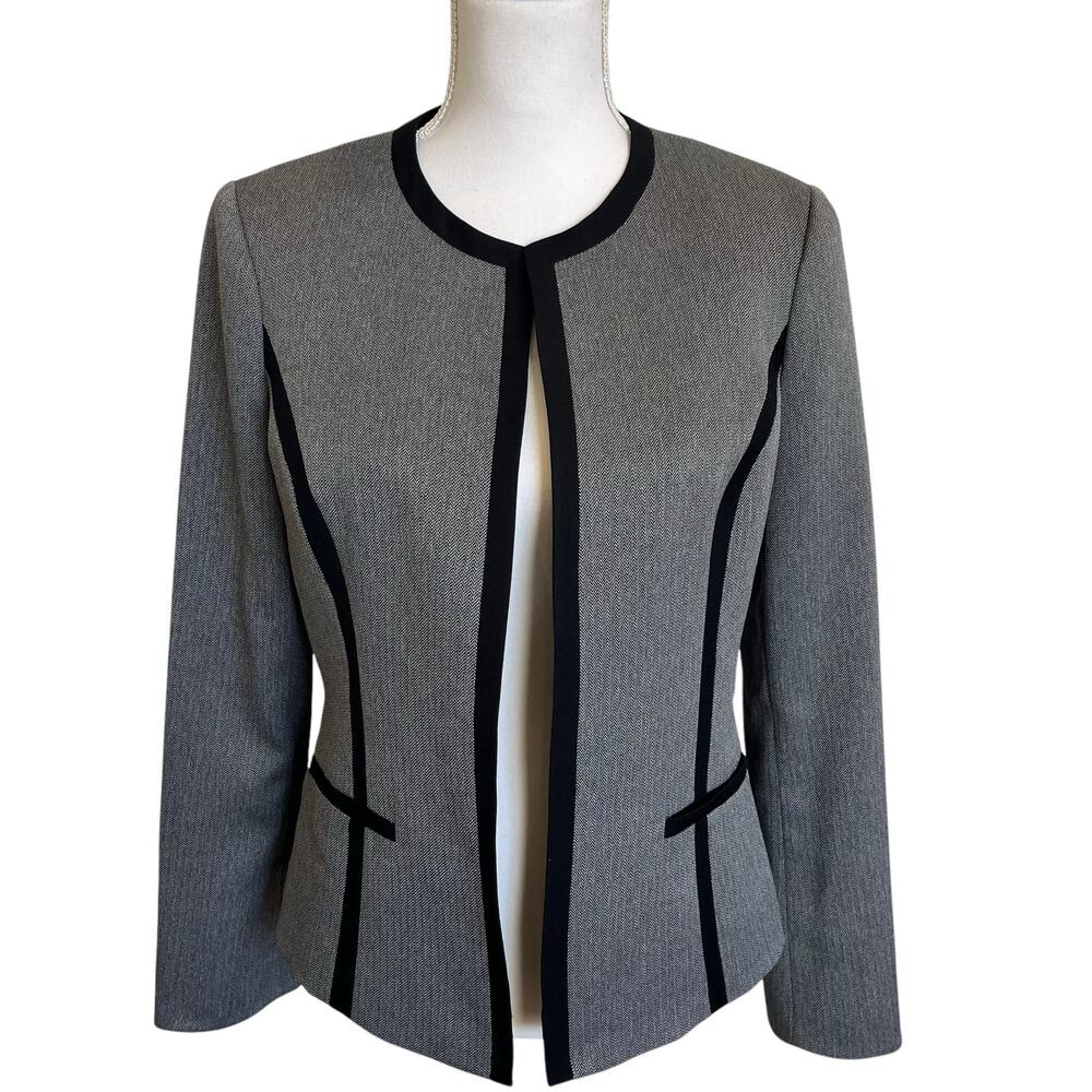 Black Label by Evan Picone Blazer Women's Size 4 Black White Office Work Dress